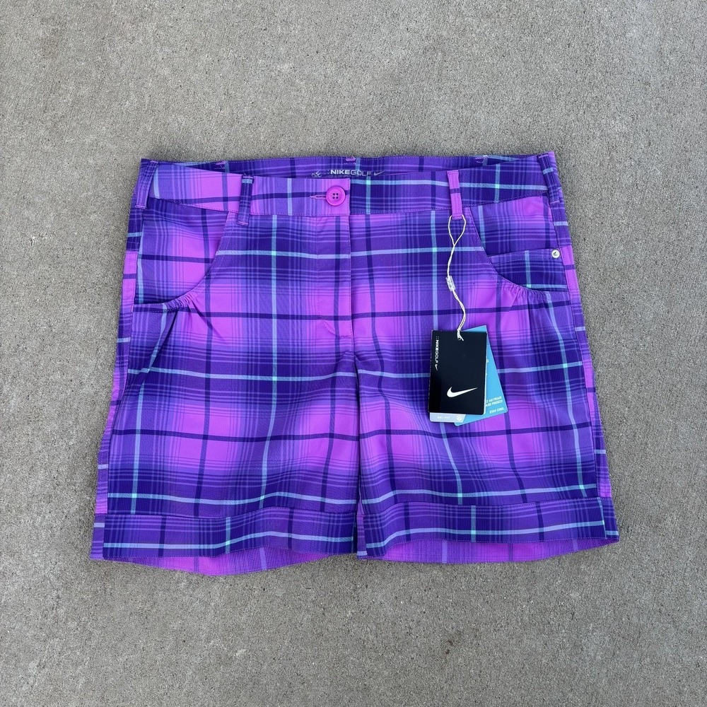Nike Purple Plaid Athletic Shorts